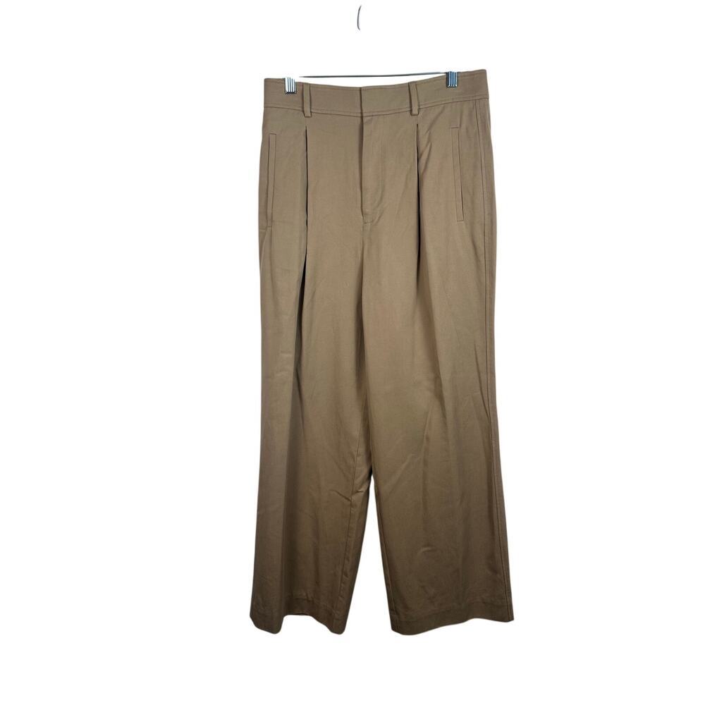 Everlane Trouser Pants Women Size 10 Tan‎ Excellent Pleated High Rise Wide Leg